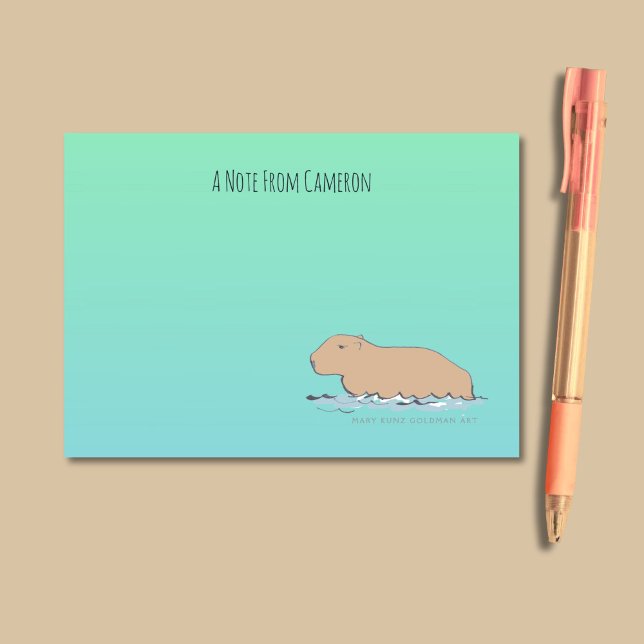 Bloco De Notas Capybara Cute Wildlife Zoo Animal Desenhada à Mão (These handy notes feature my own hand-drawn capybara and humorous, vintage style typography.)