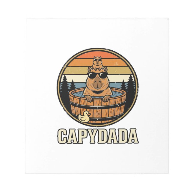 Bloco De Notas Capydada Capivara Pai Retro Banheira de Hidromassa (Frente)