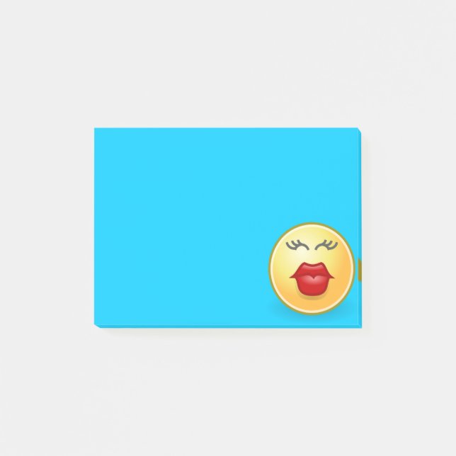 Bloco De Notas Cara Beijando em Nota Autoadesiva Azul (Frente)