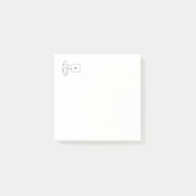Bloco De Notas Cara de desenho animado com Olá de mão (Frente)