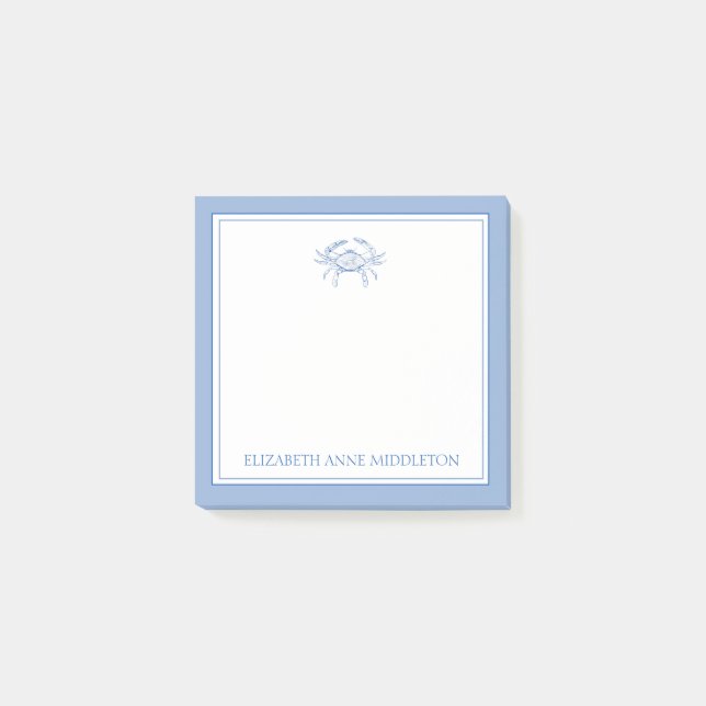 Bloco De Notas Caranguejo branco e azul de pré-disquete costeiro  (Frente)