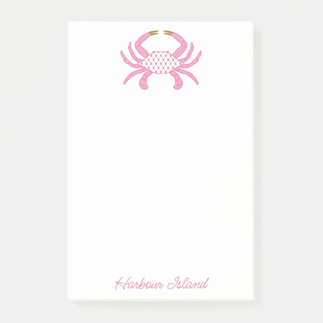 Bloco De Notas Caranguejo Rosa Custom Chic | Notas Adhesivas Cost (Frente)