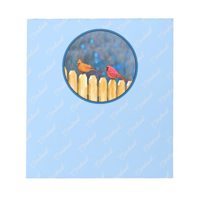 Bloco De Notas Cardeais na pintura de cerca - Arte original (Frente)