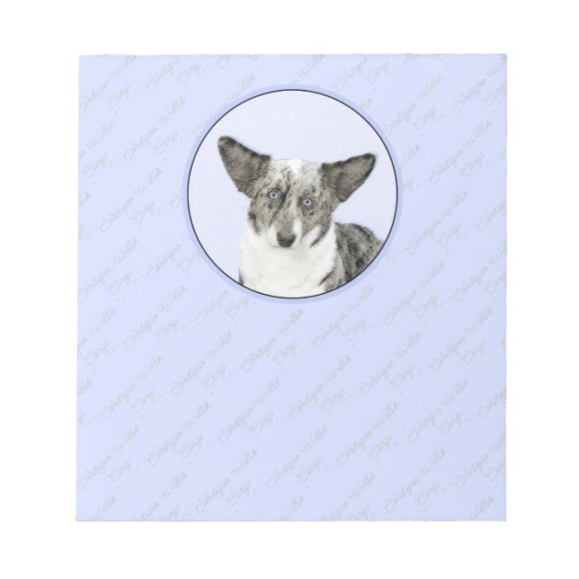 Bloco De Notas Cardigan Welsh Corgi - Pintura Original para Cacho (Frente)