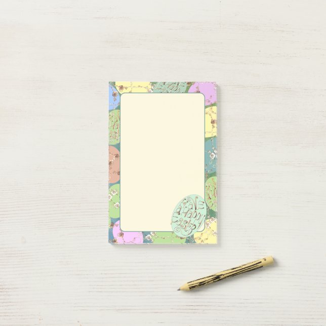 Bloco De Notas Carimbo de ovos de Rosa páscoa (Na mesa)