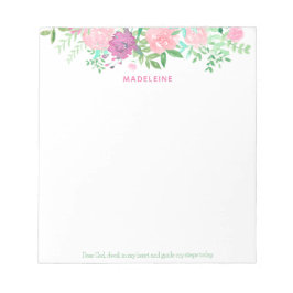 Bloco De Notas Caro Deus, poço no meu coração Pink Floral Waterco