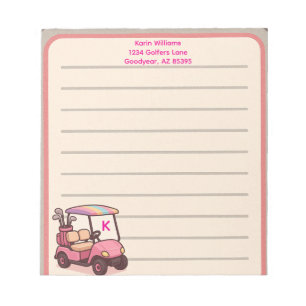 Bloco De Notas Carrinho de Golfe Rosa Personalizado