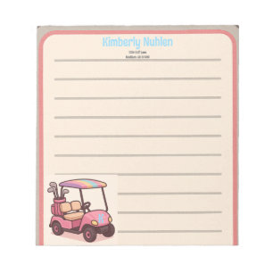 Bloco De Notas Carrinho de Golfe Rosa Personalizado