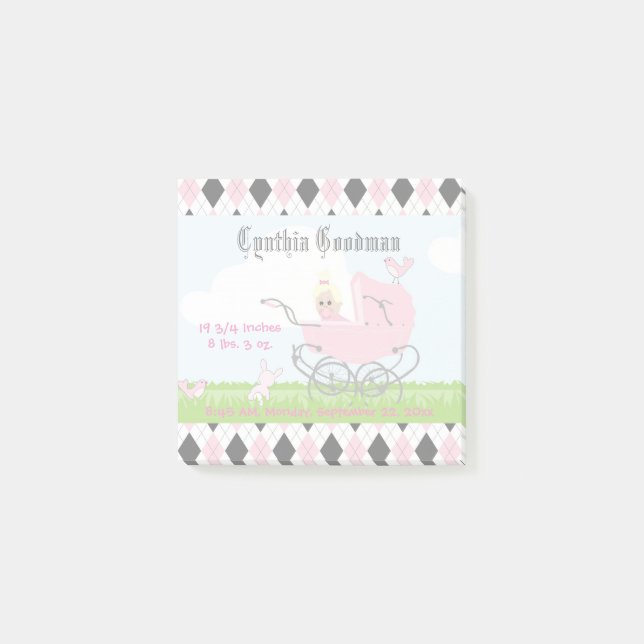 Bloco De Notas Carruagem de Garota Rosa-Rosa-Bonita (Frente)