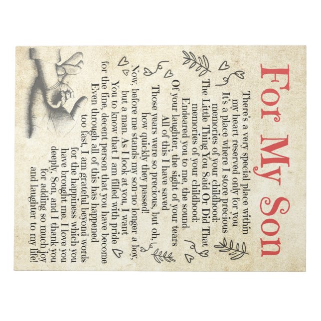 Bloco De Notas Carta Personalizada Para O Meu Filho, Filho Aniver (Frente)