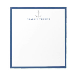 Bloco De Notas Carta personalizada simples marinho náutica