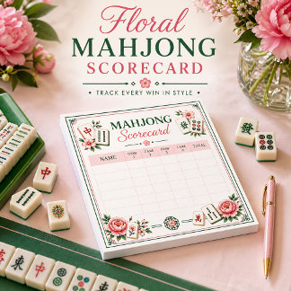 Bloco De Notas Cartão de Pontuação de Mahjong Floral