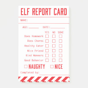 Bloco De Notas Cartão De Relatório Elf Oficial Mini