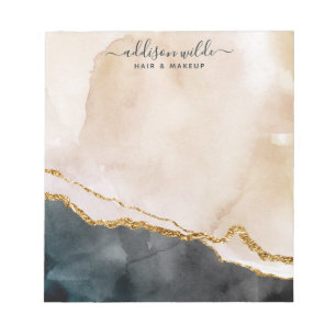 Bloco De Notas Cartão Empresarial Mármore Água Rosa Dourado Preto