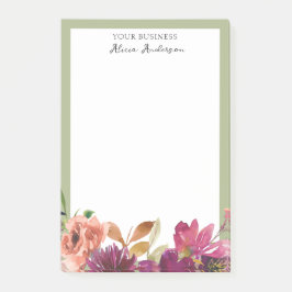 Bloco De Notas Cartão Floral de Negócios em Aquarela