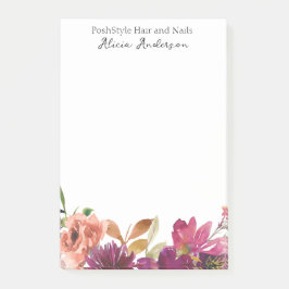 Bloco De Notas Cartão Floral de Negócios em Aquarela