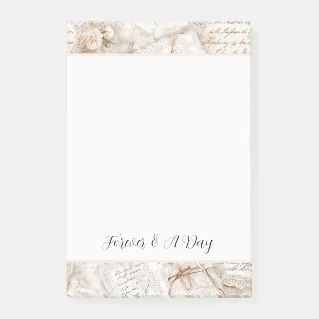 Bloco De Notas Cartas de Amor Creme Marfim Românticas Lindas (Frente)