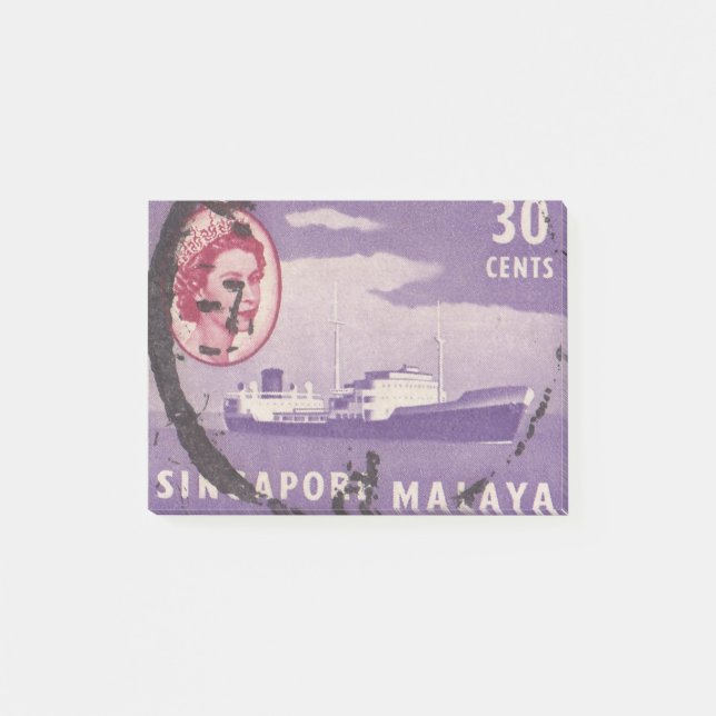 Bloco De Notas Cartaz de Singapura com navio (Frente)