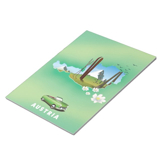 Bloco De Notas Cartaz de viagem de esqui na Áustria (Inclinado)