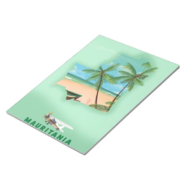 Bloco De Notas cartaz de viagem do mapa ilustrado da Mauritânia (Inclinado)