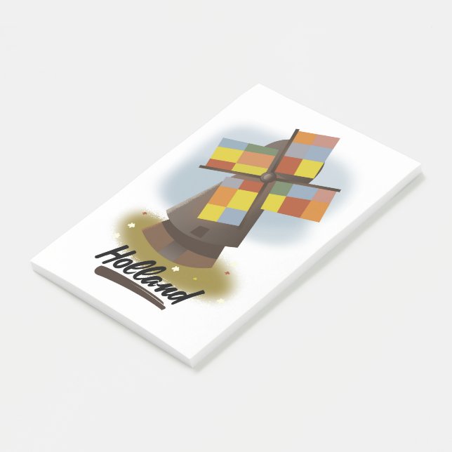 Bloco De Notas cartaz de viagem do moinho de vento da Holanda (Inclinado)