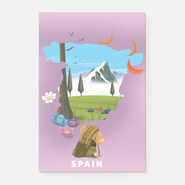 Bloco De Notas cartaz de viagem mapa ilustrado da Espanha (Frente)