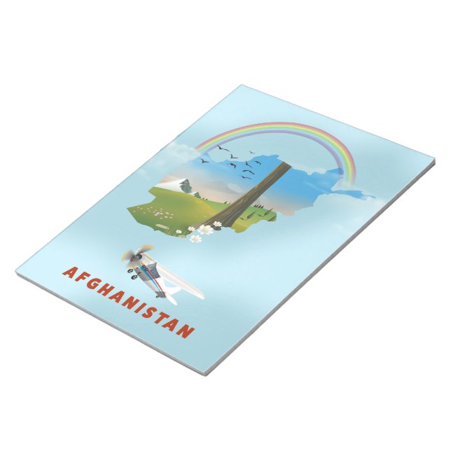 Bloco De Notas Cartaz de viagem paisagem mapa do Afeganistão (Inclinado)