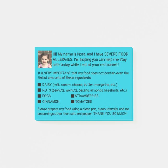 Bloco De Notas Cartões da alergia (Frente)