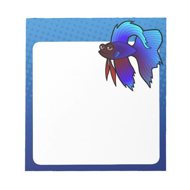 Bloco De Notas Cartoon Betta Fish/Peixe de Combate Siamês (Frente)