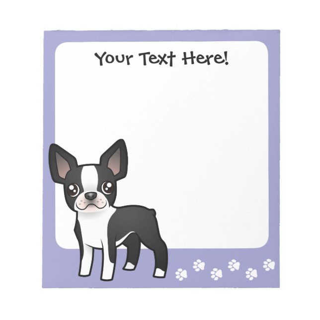 Bloco De Notas Cartoon Boston Terrier (Frente)