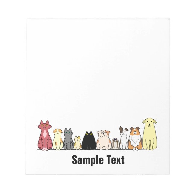 Bloco De Notas cartoon cats and dogs note pad (Frente)