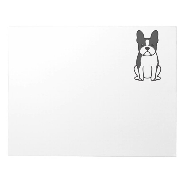 Bloco De Notas Cartoon de Boston Terrier Dog (Frente)