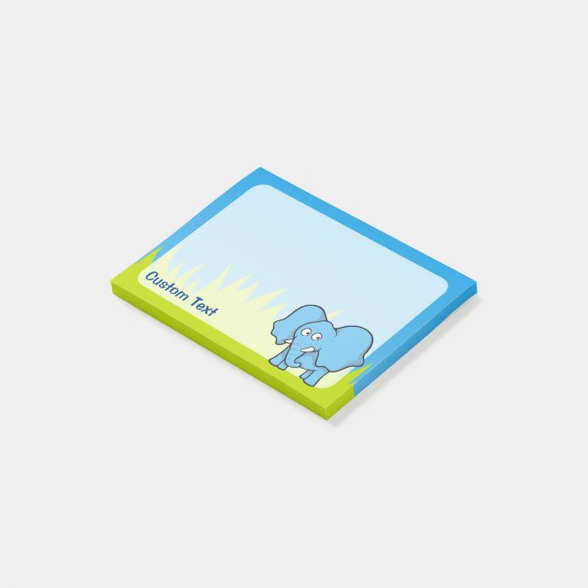 Bloco De Notas Cartoon de Elefante Azul (Inclinado)
