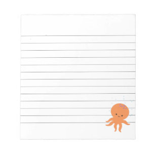 Bloco De Notas Cartoon de Octopus Bonito Vinculado