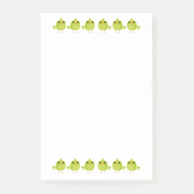 Bloco De Notas Cartoon de Pássaro Verde (Frente)