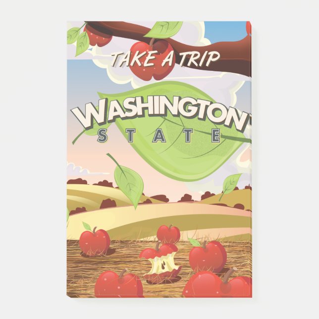 Bloco De Notas Cartoon de Poster de viagens da Apple, do Estado d (Frente)