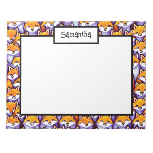 Bloco De Notas Cartoon de raposa vermelha DIY nome rabisco colage