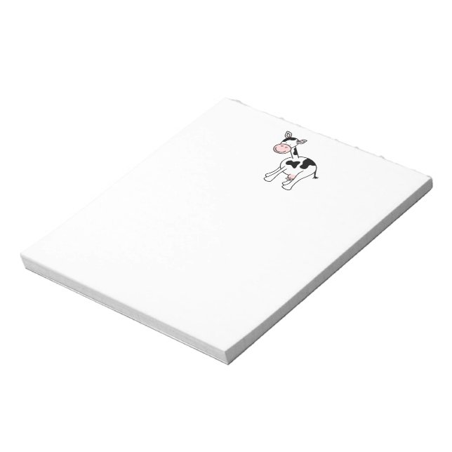 Bloco De Notas Cartoon de vaca preto e branco. (Invertido)