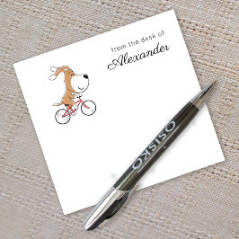 Bloco De Notas Cartoon Funny Cute Dog Puppy Riding Bicycle