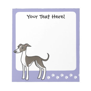 Bloco De Notas Cartoon Greyhound / Whippet / Italiano Greyhound