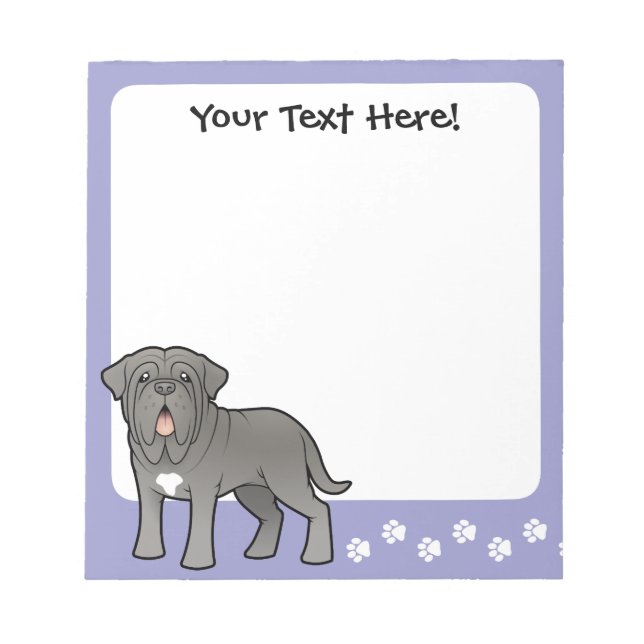 Bloco De Notas Cartoon Neapolitan Mastiff (Frente)