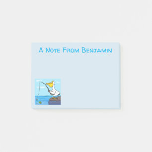 Bloco De Notas Cartoon pelicano de pesca engraçado