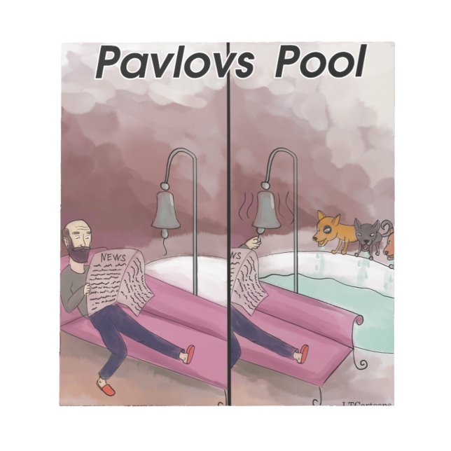 Bloco De Notas Cartoon Piscina Engraçado de Pavlov (Frente)