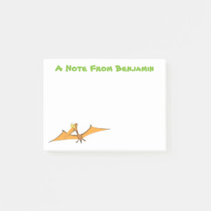 Bloco De Notas Cartoon voador de pterodátilo, cor de laranja giro