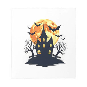 Bloco De Notas Casa Assombrada com Morcegos � Camiseta Assustador