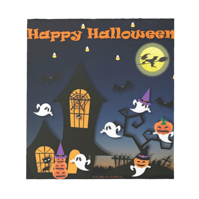 Bloco De Notas Casa Assombrada Feliz Halloween (Frente)