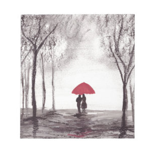 Bloco De Notas casal de amor do guarda-chuva vermelho