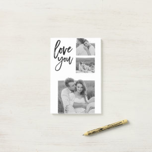 Bloco De Notas Casal de Colagem Moderna Foto e Amo-Te Bonito Pres