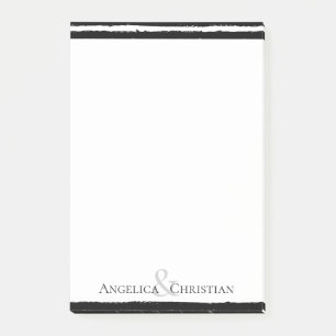 Bloco De Notas Casal de Tendência Moderna com Stripes Negras Chic