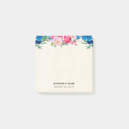 Bloco De Notas Casamento bonito, rosa e flor azul